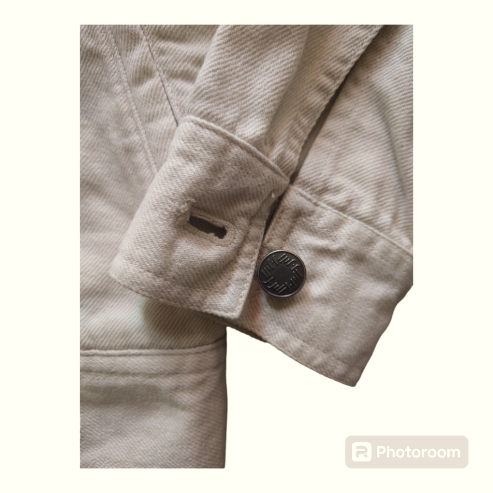 J.Jill Button Denim Jacket XS Beige Off-white Linen & Cotton Preppy